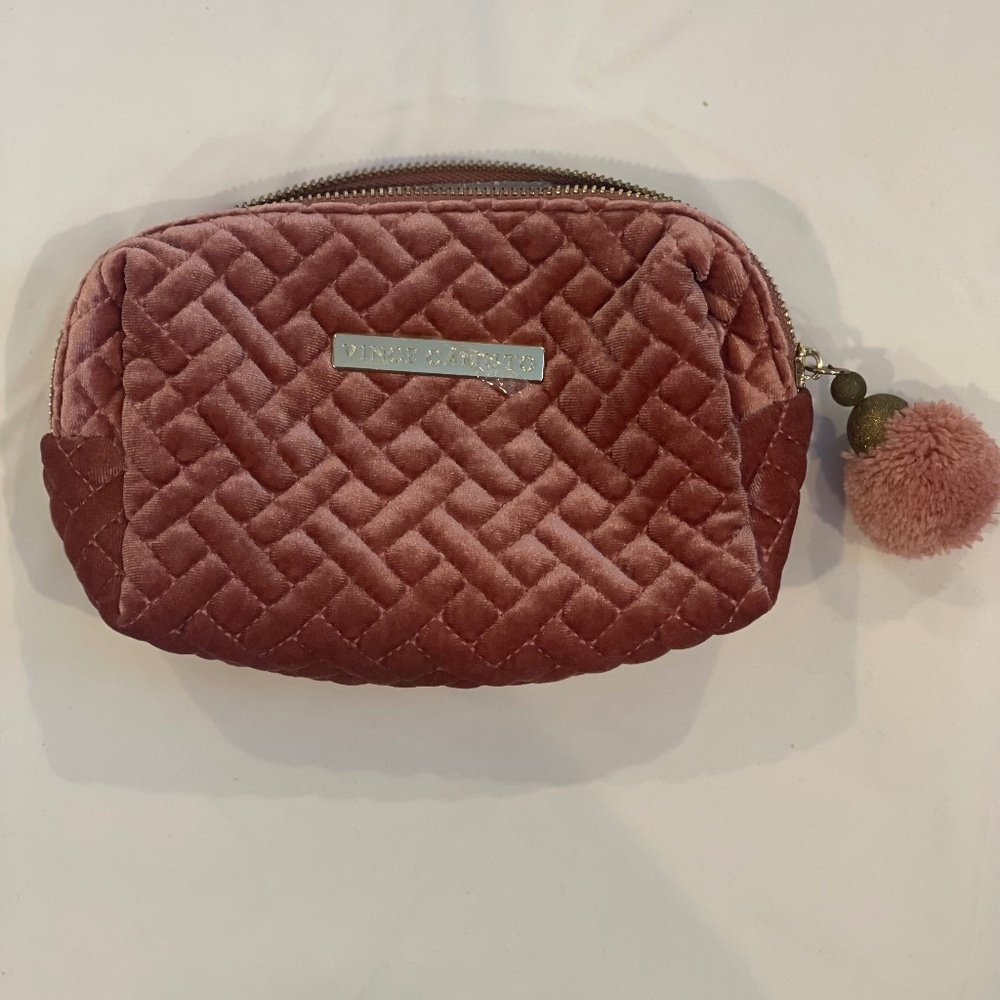 Vince Camuto Small Make-up Bag - Color Pink with pom pom zipper - Brand New